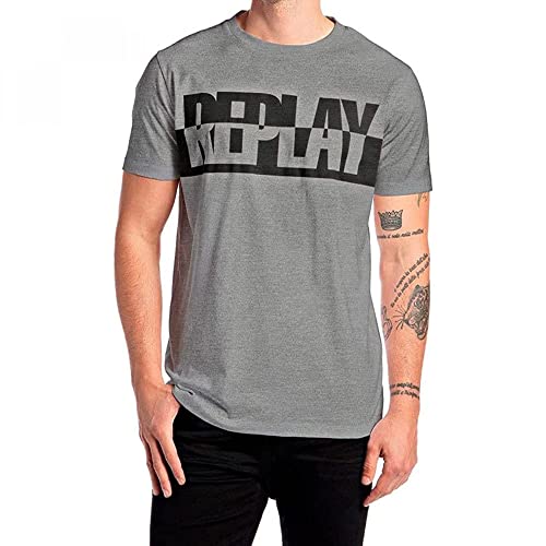 Replay Męski T-shirt M6308, M02 szary melanż, XS