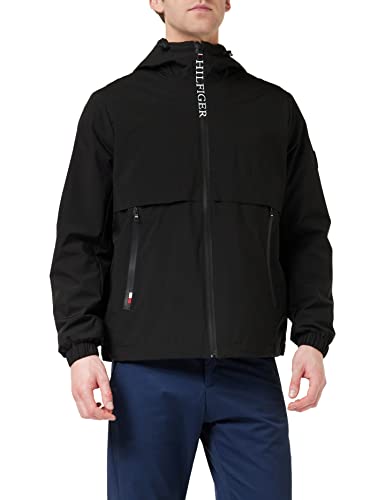 Tommy Hilfiger Męska kurtka z kapturem Th Protect Sail tkana, Czarny, S