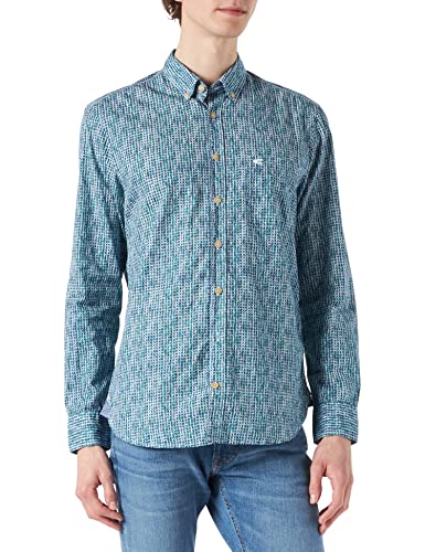 camel active Męska koszula z długim rękawem z bawełny, indygo niebieski, S