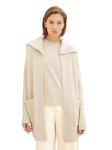 TOM TAILOR Damski kardigan z dzianiny, 10354 - Soft Beige Solid, L