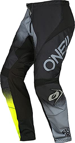 O'NEAL | Spodnie Motocross | Enduro MX | Maksymalna swoboda ruchów, lekka, oddychająca i wytrzymała konstrukcja | Element Racewear V.22 Pants | Dorośli | Black Grey Neon Yellow | Rozmiar 32/48