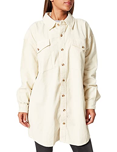 Urban Classics Damska kurtka overshirt, długa sztruksowa kurtka koszulowa z dwiema kieszeniami na piersi i kieszeniami kurtki, rozmiar od XS do 5XL, Whitesand, XS