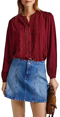 Pepe Jeans Bluzka damska Galena, Czerwony (bordowy), M