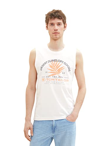 TOM TAILOR Męski 1036574 tank top, 10332-Off biały, XL, 10332 – Off White, XL