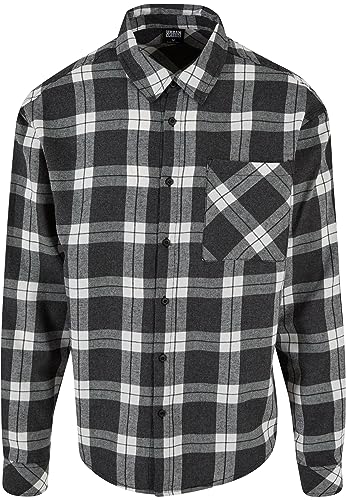 Urban Classics Męska koszula Boxy Dark Checked, szary/biały, 3XL