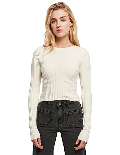 Urban Classics Damska bluza z krótkim rękawem Rib Knit Twisted Back Sweater, Whitesand, XXL