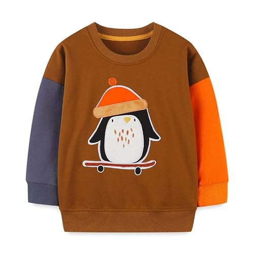 Little Hand Cartoon Dinosaurier Sweatshirt Bluza dziecięca, Braun - Pinguin, 122