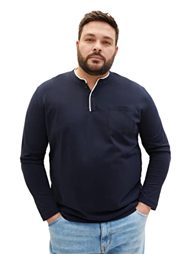 TOM TAILOR Męski T-shirt z długim rękawem, 10668 - Sky Captain Blue, 3XL