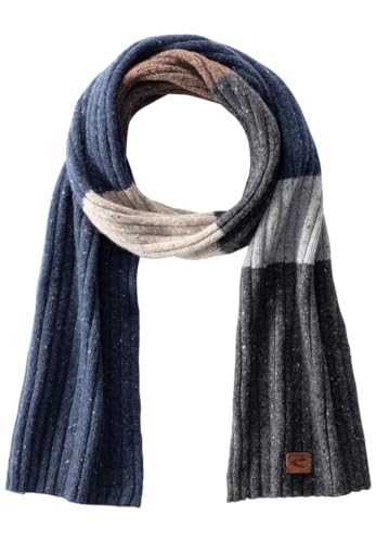 camel active Męski szalik z grubego melanżu, niebieski (pasy), jeden rozmiar