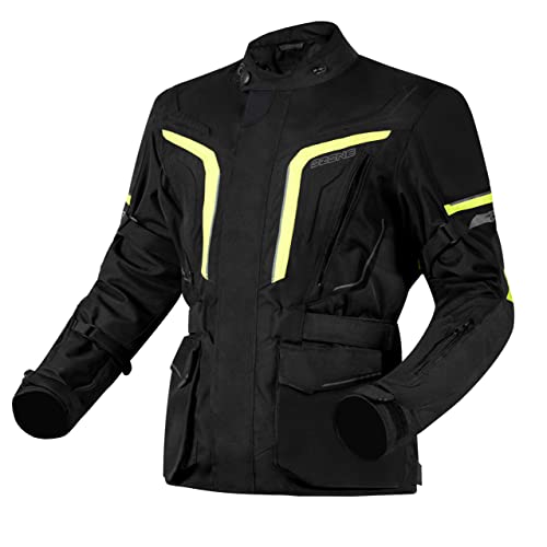 OZONE MOTO Męska kurtka motocyklowa Sahara, czarny/fluo żółty, S, Czarny / żółty fluo, S