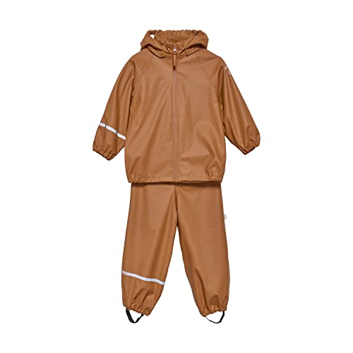 Celavi Unisex Kids Basic Rainwear Set-Recycle PU Rain Jacket, Amber Brown, 80, brązowy, 80