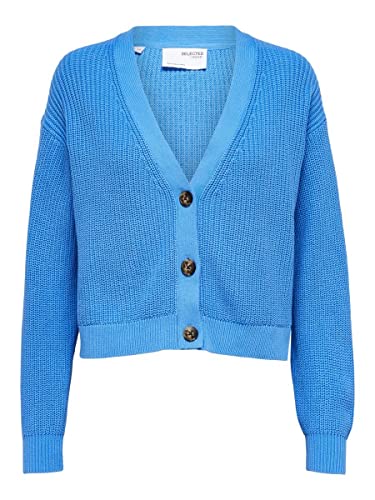 SELECTED FEMME Damski kardigan prążkowany, ultramaryna, S