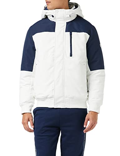 Tommy Jeans Męskie wyściełane płaszcze TJM Colorblock Tech Bomber, biały, S