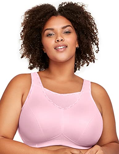 Glamorise Pełna figura Plus Size No Bounce Camisole Sportowy Biustonosz Bez fiszbin #1066, Różowy parfait, 80F