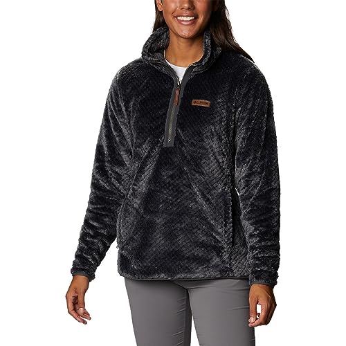 Columbia Damska kurtka polarowa z motywem pożaru, imitacja Sherpa 1/4, rekin, XS