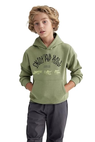 DeFacto Bluza chłopięca z kapturem, khaki, 7-8 lat