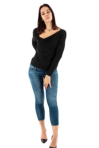 ONLY Onlsansa L/S Waterfall Top JRS koszulka damska, czarny, S