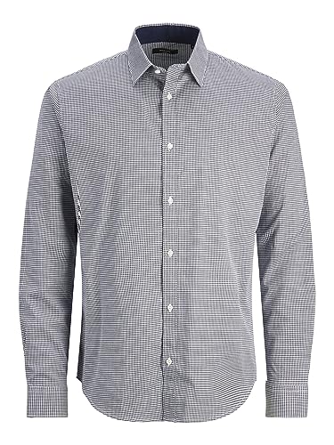 JACK & JONES Męska koszula Jprblabelfast L/S Noos koszula rekreacyjna, Navy Blazer/Checks: comfort fit, S