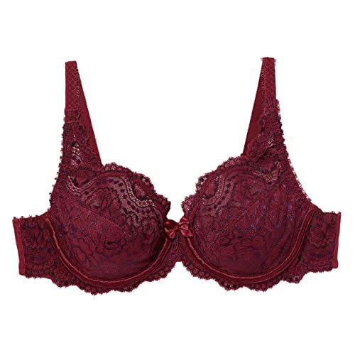 Playtex Flower Elegance Biustonosz z koronkowymi obręczami Linia Wyrafinowanie Kobiet x1, Czerwony (Plum Red), 95D