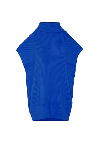 Blonda Damska kamizelka bez rękawów z golfem z dzianiny, niebieska, rozmiar XS/S, niebieski, XS