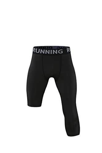 EULLA Legginsy sportowe męskie pojedyncze nogi elastyczne spodnie oddychające szybkie suszenie mężczyzn do koszykówki do biegania sportowe, Czarny, M