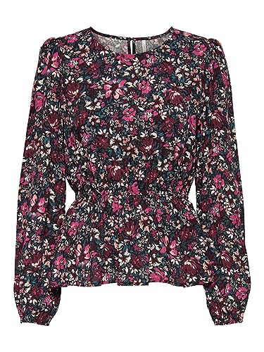 ONLY Women's ONLGAIA LS O-Neck TOP CS NN Bluse, Pink Flambé/AOP: Flower, XS