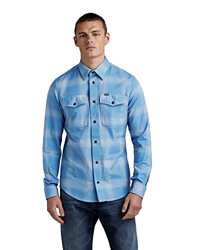 G-STAR RAW Men's Marine Slim koszula męska, wielokolorowa (deep Wave Ryan Check D335-D860), XL, Wielokolorowy (Deep Wave Ryan Check D335-d860), XL