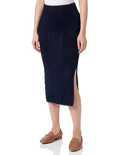 TILDEN Damska spódnica midi z dzianiny 39431312, granatowa, XS/S, morski