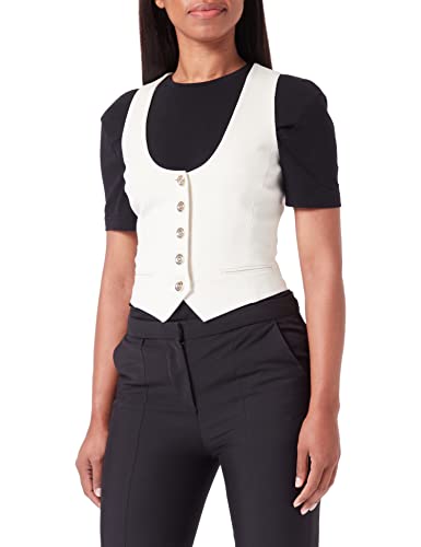 Pinko Damska kamizelka z ciemnym ściegiem z tkaniny garnitur biznesowy, N96_fumo White, 42