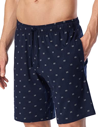 Schiesser Schlafhose Bermudy Kurz Pończochy Pijama Męskie, Dunkelblau, 48