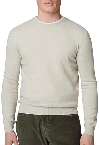 Hackett London Sweter męski Merino Cash Mix Crew, Beżowy (Ecru), XXL