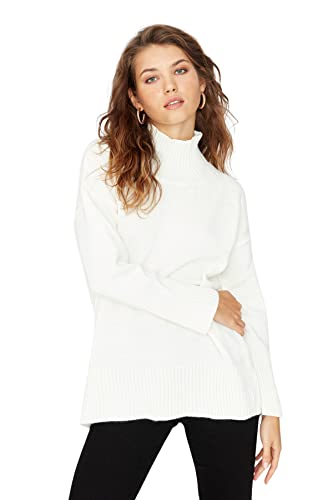Trendyol Damska bluza ze stójką zwykła zwykła bluza, Ecru, S
