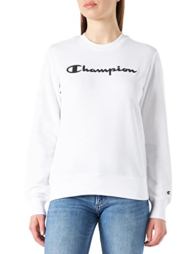 Champion Damska bluza z okrągłym dekoltem z dużym logo American Classics, Bianco, S