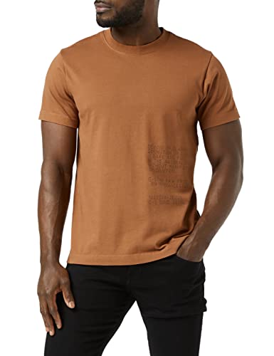 G-STAR RAW T-shirt męski z tekstem, brązowy (Raw Hide C784-C740), XL