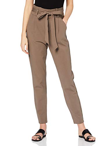 Vero Moda Damskie spodnie Vmeva Hr Loose Paperbag Noos Ki spodnie, Brązowy (sznurek Bungee Cord Bungee), L x 32L