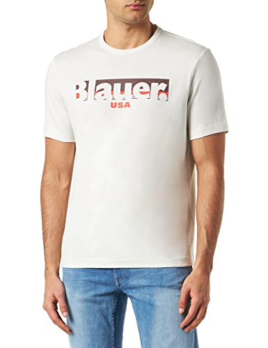 Blauer Męski t-shirt z krótkim rękawem, 112 Tapioca mąka 46