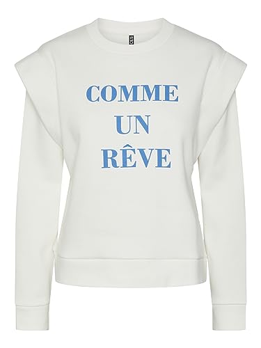 PIECES Damska bluza Pcjanetta Ls Sweat, Cloud Dancer/Print: french Blue, XL