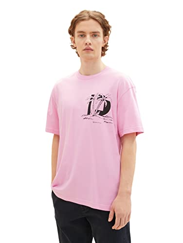TOM TAILOR Denim Męski t-shirt z nadrukiem na plecach, 31646 - Soft Summer Pink, S