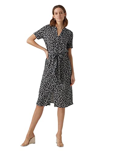 VERO MODA Damska koszulka VMVICA S/S Dress GA WVN NOOS sukienka, czarna/AOP: Maja, L, Black/Aop: maja, L