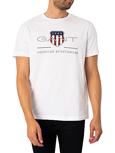 GANT Męski t-shirt REG Archive Shield SS T-Shirt, biały, standardowy, biały, L