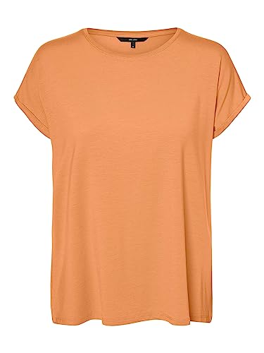 VERO MODA Women's VMAVA Plain SS GAJRS NOOS Top, Mock Orange, XL, Mock Orange, XL