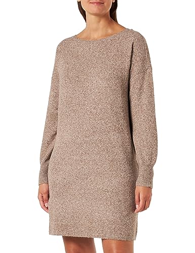 Bestseller A/S Damska sukienka VMDOFFY LS Boatneck Knee Dress GA Boo sukienka, Brown Lentil/Detail:Melange, S, Brown Lentil/Detail:melange, S