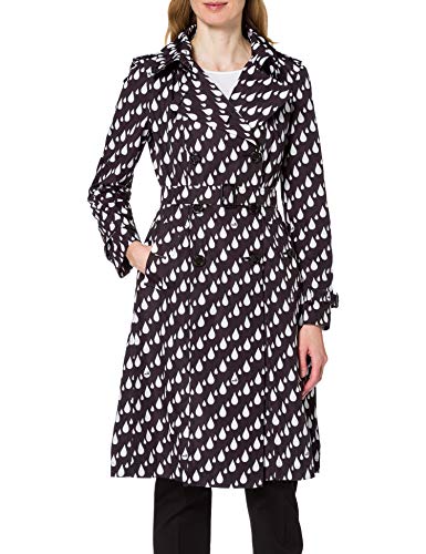 Miłość Moschino Waterproof Canvas Long Trench Coat Allover Drops Print Płaszcz Damski, Krople Bcq F Ner, 46