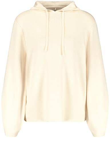 Gerry Weber Damska bluza z kapturem z delikatnej dzianiny, rękawy balonowe, długi rękaw, sweter z długim rękawem, okrągły dekolt, jednokolorowa, Muszla, 34
