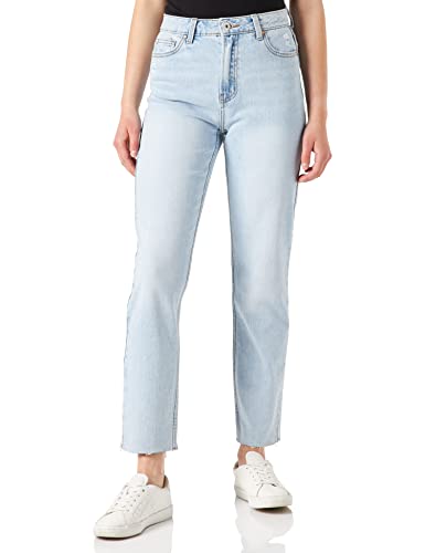 ONLY Dżinsy damskie Straight Fit ONLEmily HW Raw Ankle, jasnoniebieski (light blue denim), 31W / 30L