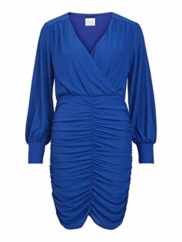 Vila Damska sukienka mini w stylu drapowana, mazarine blue, M