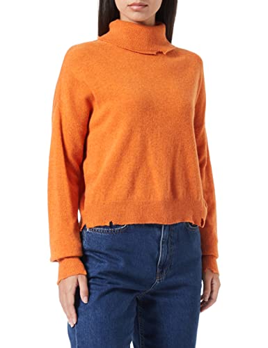 Replay Damski sweter z golfem wełna, pomarańczowy (pomarańczowy 443), L, Pomarańczowy 443, L