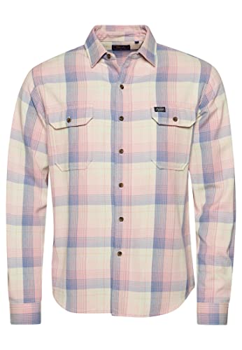 Superdry Koszula męska Vintage Flanel Shirt, Różowy czek diagonalny, M