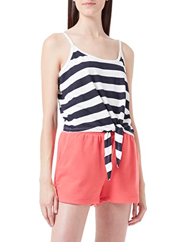 ONLY Women's ONLMAY S/L Knot Short Stripe JRS Top, Night Sky/Stripes:Cloud Dancer (kia), XS