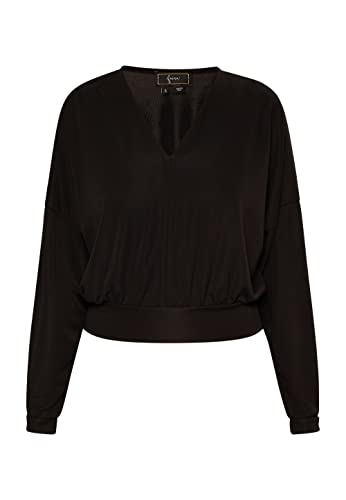 faina Damska koszula z długim rękawem Cropped 19526756, czarna, M, czarny, M